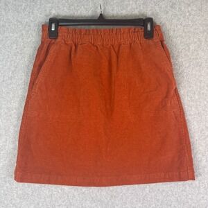 Loft Outlet‎ Mini Skirt Women's Small Rust Orange Corduroy Elastic Waist Pockets